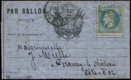 LET FRANCE - Ballons Montés - La Gironde Sur Formule Aux Drapeaux, Départ Le 6/11/70, étoile 4, Signé Calves - Guerre De 1870