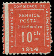 * FRANCE - Guerre - 1, Valencienne: 10c. Vermillon, Signé - War Stamps