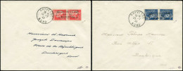 LET FRANCE - Guerre - 3/4, 2 Paires Verticales, Sur 2 Enveloppes "29/7 Et 14/7/40 Ghyvelde": 50c. Paix Et Mercure, Signé - War Stamps