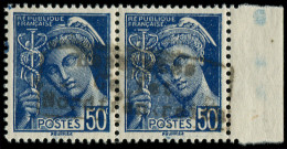 * FRANCE - Guerre - 4, Paire Horizontale, Signée, Bdf: Dunkerque 50c. Mercure - War Stamps
