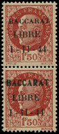 ** FRANCE - Libération (N° Et Cote Mayer) - Baccarat 6, Type I Et II Se Tenant, Signé: 1.50f. Brun-rouge Pétain - Libération