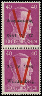 ** FRANCE - Libération (N° Et Cote Mayer) - Wurtemberg 10, Paire Verticale Dont 1 Ex Surcharge Noire Renversée: 40pf. Li - Liberación