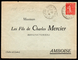 MP37-03 : Dept 37 (Indre Et Loire) VEIGNE 1928 > Cachet Type B4 - Bolli Manuali