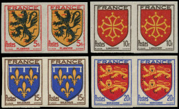 ** FRANCE - Non Dentelés - 602/05, En Paires: Armoiries - Unused Stamps