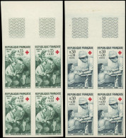 ** FRANCE - Non Dentelés - 1508/09, 2 Blocs De 4, Bdf: Croix Rouge 1966 - Ohne Zuordnung