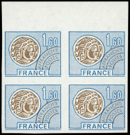 ** FRANCE - Préoblitérés - 144, Couleur Non émise (bistre Et Brun), Bloc De 4 Non Dentelé: 1.60f. Monnaie Gauloise - 1964-1988