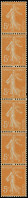 ** FRANCE - Roulettes - 5, Bande De 6 Verticale: 5c. Semeuse Orange - Coil Stamps