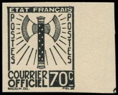 (*) FRANCE - Service - 5, Non Dentelé En Noir Sur Papier Carton, Signé Calves: 70c. Noir - Ongebruikt