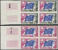 ** FRANCE - Service - 19 + 21, 2 Blocs De 4 Non Dentelés, Bord De Feuille (Spink) - Mint/Hinged