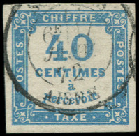 O FRANCE - Taxe - 7, Signé Calves, Belles Marges: 40c. Bleu - 1859-1959 Afgestempeld