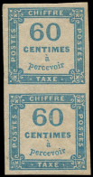 ** FRANCE - Taxe - 9, En Paire, Signé Scheller: 60c. Bleu - 1859-1959 Neufs