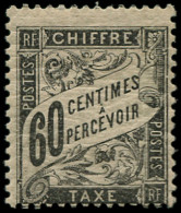 * FRANCE - Taxe - 21, Signé Scheller: 60c. Noir - 1859-1959.. Ungebraucht