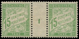 * FRANCE - Taxe - 30, Paire Millésime "1": 15c. Vert-jaune Pâle - 1859-1959 Postfris