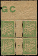 ** FRANCE - Taxe - 30, Bloc De 4 Millésime "7" Avec Manchette GC: 15c. Vert-jaune - 1859-1959 Mint/hinged