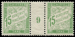 ** FRANCE - Taxe - 30, Paire Millésime "9": 15c. Vert-jaune - 1859-1959 Neufs