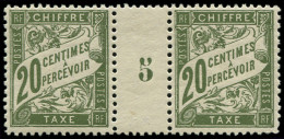 ** FRANCE - Taxe - 31, Paire Millésime "5" (* Sur Millésime): 20c. Vert - 1859-1959 Mint/hinged