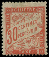 * FRANCE - Taxe - 34, Signé Scheller: 30c. Rouge-orange - 1859-1959.. Ungebraucht
