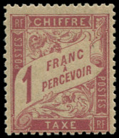 * FRANCE - Taxe - 39, Certificat Behr: 1f. Rose S. Paille - 1859-1959 Nuovi