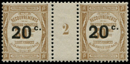 ** FRANCE - Taxe - 49, Paire Millésime "2": 20c. S. 30c. Bistre - 1859-1959 Mint/hinged