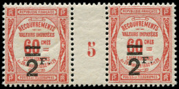 ** FRANCE - Taxe - 54, Paire Millésime "5": 2f. S. 60c. Rouge - 1859-1959 Postfris