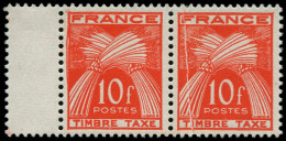** FRANCE - Taxe - 86, En Paire, 1 Exemplaire Pli Accordéon: 10f. Rouge-orange - 1859-1959.. Ungebraucht