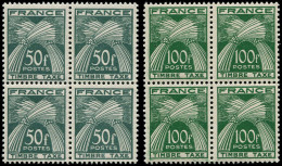** FRANCE - Taxe - 88/89, 2 Blocs De 4: 50f. Et 100f. Vert - 1859-1959 Mint/hinged