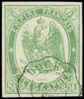 O FRANCE - Télégraphe - 2, Belles Marges: 50c. Vert - Telegraph And Telephone