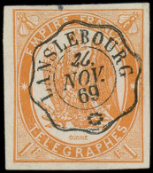 O FRANCE - Télégraphe - 3, Belles Marges, Signé: 1f. Orange - Telegraphie Und Telefon