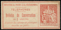 (*) FRANCE - Téléphone - 4, Ministère Des Postes: 50c. Rouge Sur Jaune - Telegraaf-en Telefoonzegels