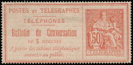 * FRANCE - Téléphone - 9, 50c. Rouge S. Rose - Telegramas Y Teléfonos