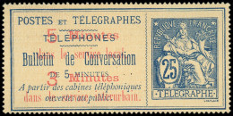 (*) FRANCE - Téléphone - 13, Postes Et Télégraphes: 25c. Bleu Sur Chamois - Telegraaf-en Telefoonzegels