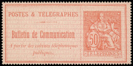 (*) FRANCE - Téléphone - 18, Postes Et Télégraphes: 50c. Rouge Sur Rose - Télégraphes Et Téléphones