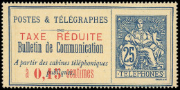 (*) FRANCE - Téléphone - 21, Bulletin De Communication: 0.15 Sur 25c. Bleu Sur Chamois - Telegraaf-en Telefoonzegels