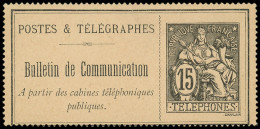 (*) FRANCE - Téléphone - 23, Postes Et Télégraphes: 15c. Noir - Télégraphes Et Téléphones
