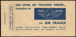 CAR FRANCE - Vignettes - (1936), Carnet "Air France" De 10 Vignettes Bleues "Par Avion" - Other