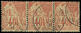 O COLONIES GENERALES - Poste - 57, Bande De 3 Avec Cachet à Date "Nouméa": 40c. Rouge-orange - Alphée Dubois