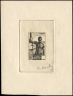 EPA AFRIQUE EQUATORIALE - Poste - 221, épreuve D'artiste En Noir, Sans La Valeur Dans Le Cartouche, Signé Mazelin, - Unused Stamps