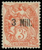 * ALEXANDRIE - Poste - 36a, Type II, Signé (point De Rouille Sur Une Dent): 3m. Sur 3c. Orange - Unused Stamps
