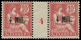 ** ALEXANDRIE - Poste - 37, Paire Millésime "4": 4m. S. 10c. Rouge - Unused Stamps