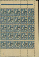 ** ALEXANDRIE - Poste - 42a, Bloc De 25, Double Surcharge, Signé Scheller (amorce De Découpe): 10m. Sur 25c. Bleu - Unused Stamps