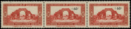 ** ALGERIE - Poste - 167b, Bande De 3 Dont 1 Exemplaire Non Surchargé, Signé Brun: Arc De Triomphe (Maury) - Unused Stamps