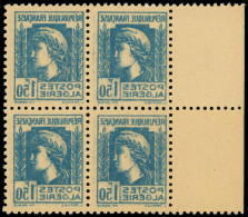** ALGERIE - Poste - 214e, Bloc De 4, Impression Recto-verso Inversée, Bleu Ciel, Bdf - Unused Stamps