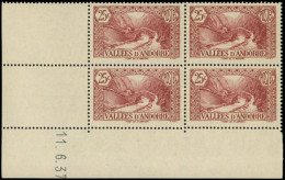 ** ANDORRE - Poste - 61, Bloc De 4 Cd 11/6/37: 25c. Brun-rouge - Unused Stamps