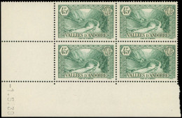 ** ANDORRE - Poste - 63, Bloc De 4 Cd 1/5/39: 45c. Vert-bleu - Unused Stamps