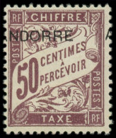 ** ANDORRE - Taxe - 4, Surcharge à Cheval: 50c. Lilas (Maury) - Neufs