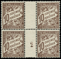 ** ANDORRE - Taxe - 18, Bloc De 4, Millésime "2": 10c. Brun (Maury) - Unused Stamps