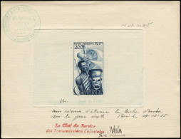 EPA CAMEROUN - Poste Aérienne - 40, épreuve D'artiste, Bon à Tirer En Bleu Foncé, Datée Et Signée Du 19/12/1945: Masques - Airmail