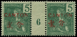 * CANTON - Poste - 36, Paire Millésime "6": 5c. Vert - Unused Stamps