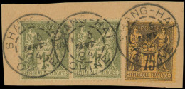 O CHINE FRANCAISE - Poste - France N° 82 En Paire + 99, Sur Fgt Obl Shang-Haï 5/01/94 - Used Stamps