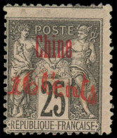 * CHINE FRANCAISE - Poste - 22, Signé Brun: 16c. Sur 25c. Noir Sur Rose - Unused Stamps